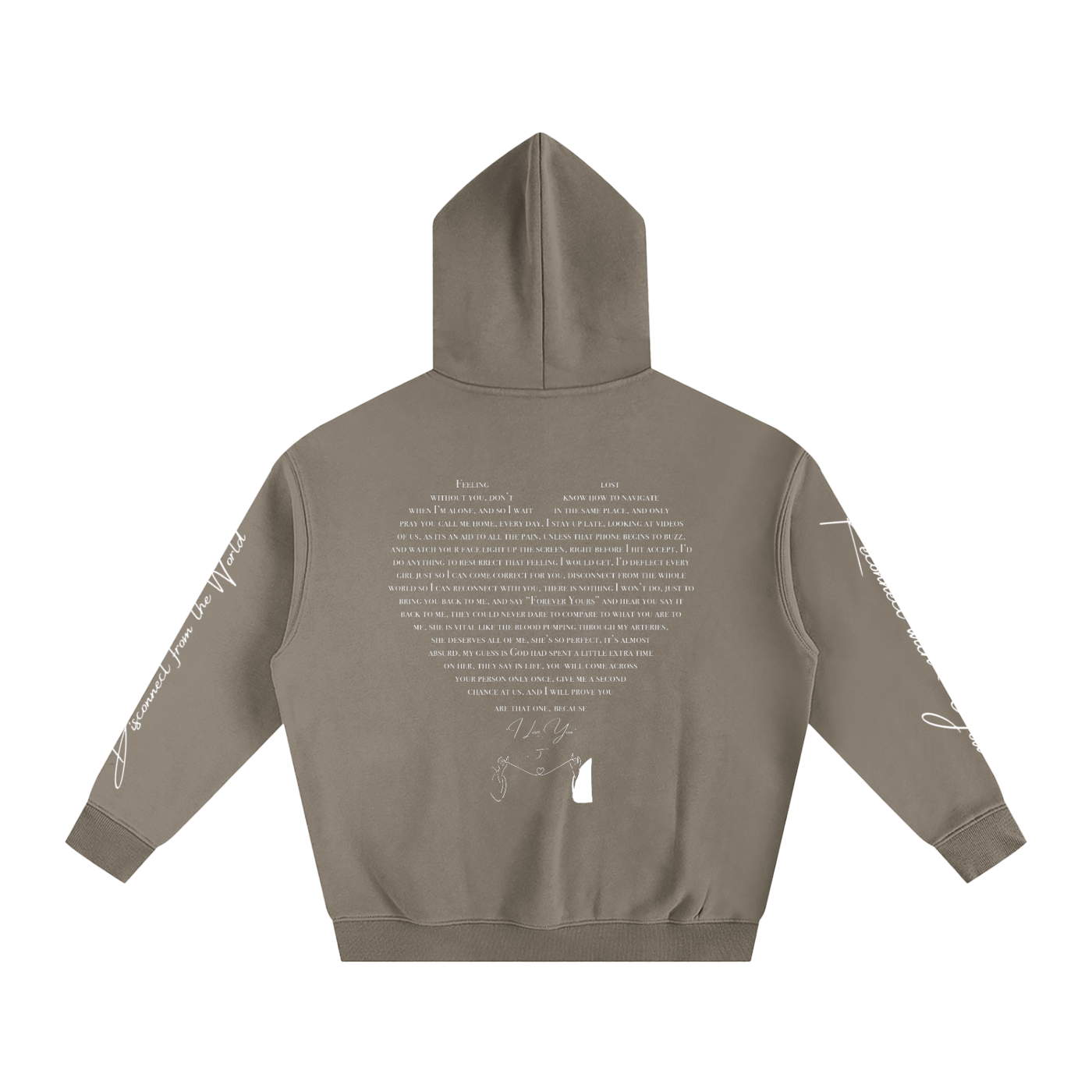 I LOVE YOU - Oversized Heart-Lyric Hoodie