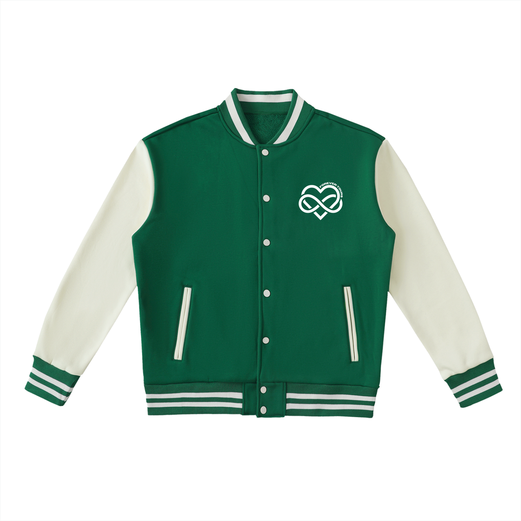 Forever Yours - Two-Tone Fleeced Varsity Jacket
