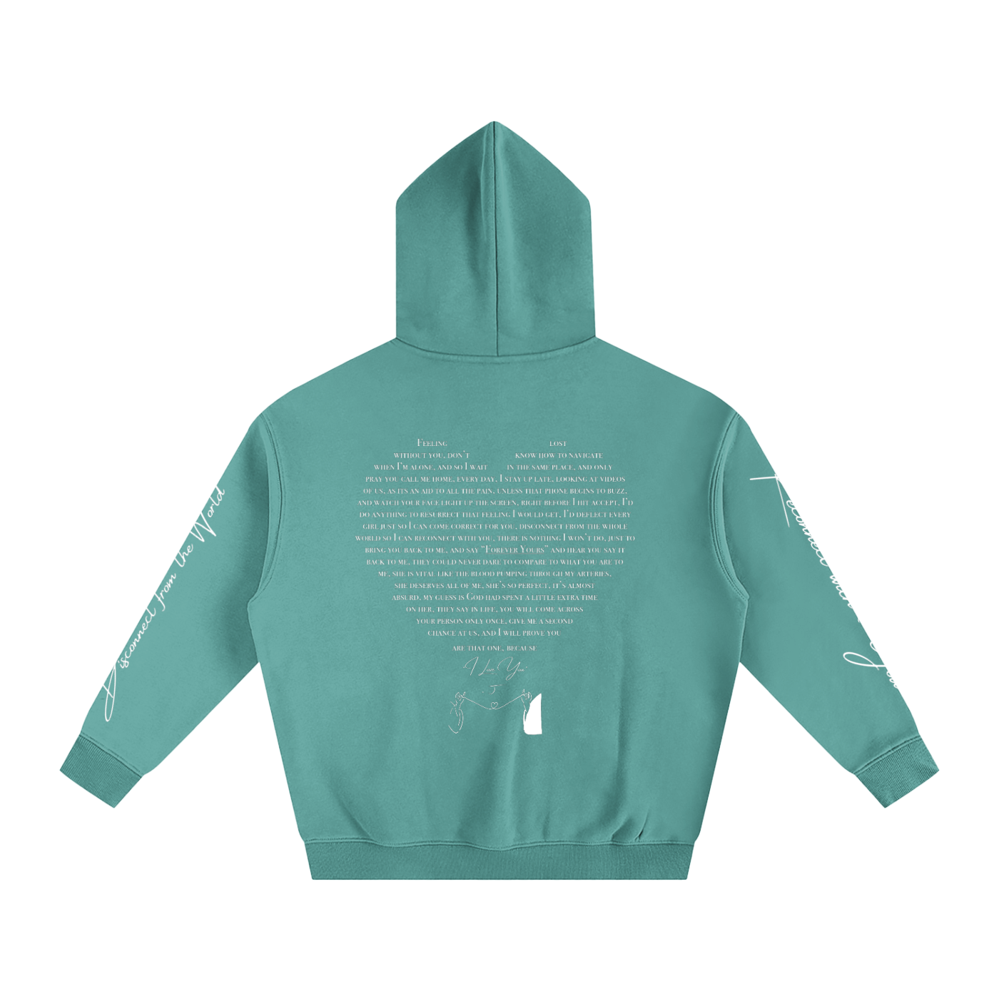 I LOVE YOU - Oversized Heart-Lyric Hoodie