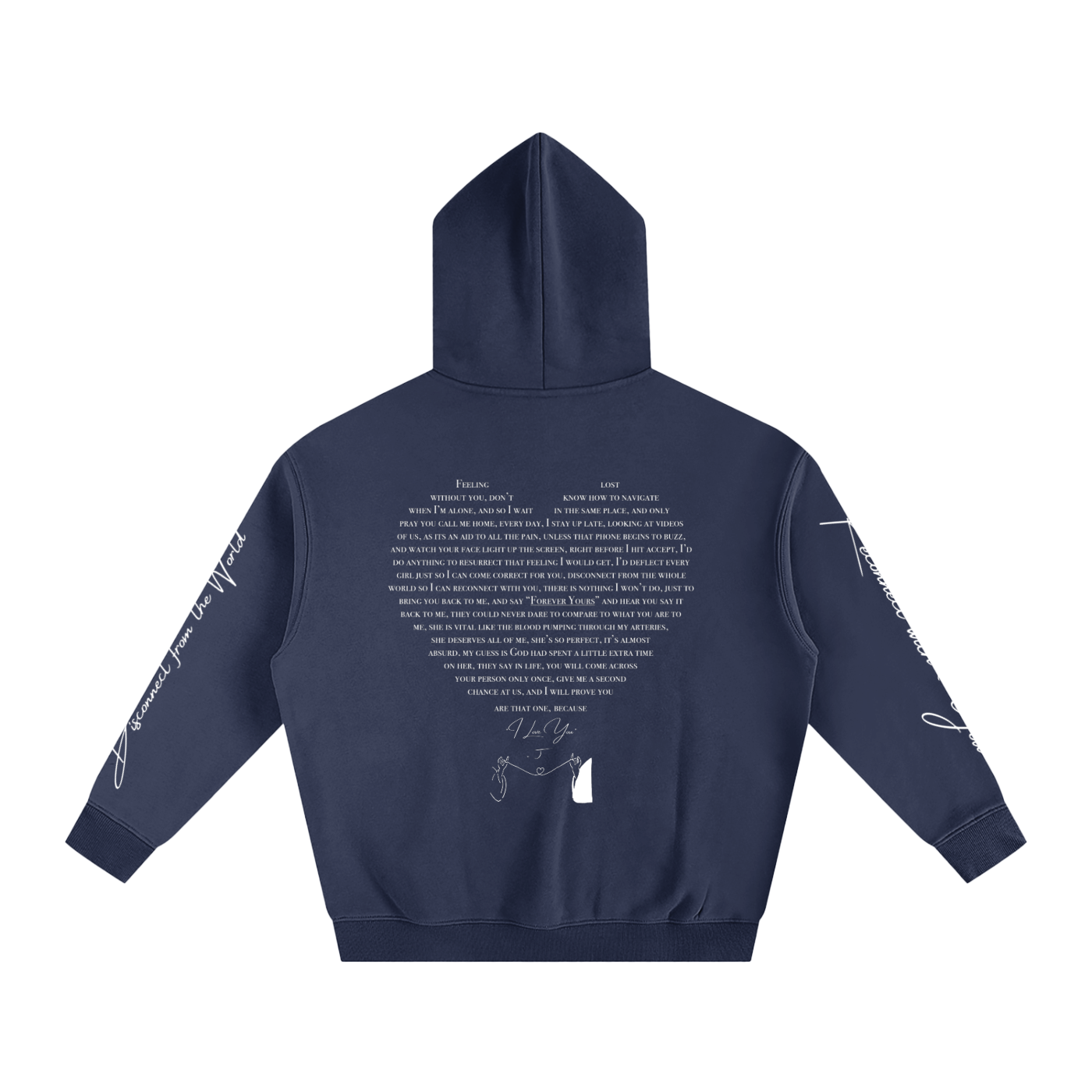 I LOVE YOU - Oversized Heart-Lyric Hoodie
