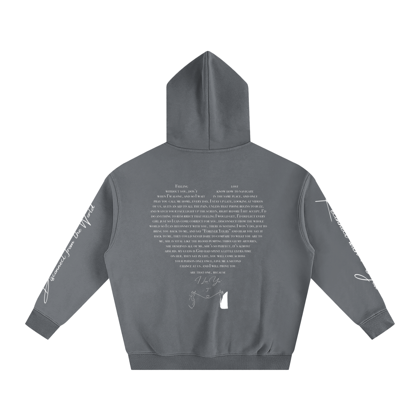 I LOVE YOU - Oversized Heart-Lyric Hoodie