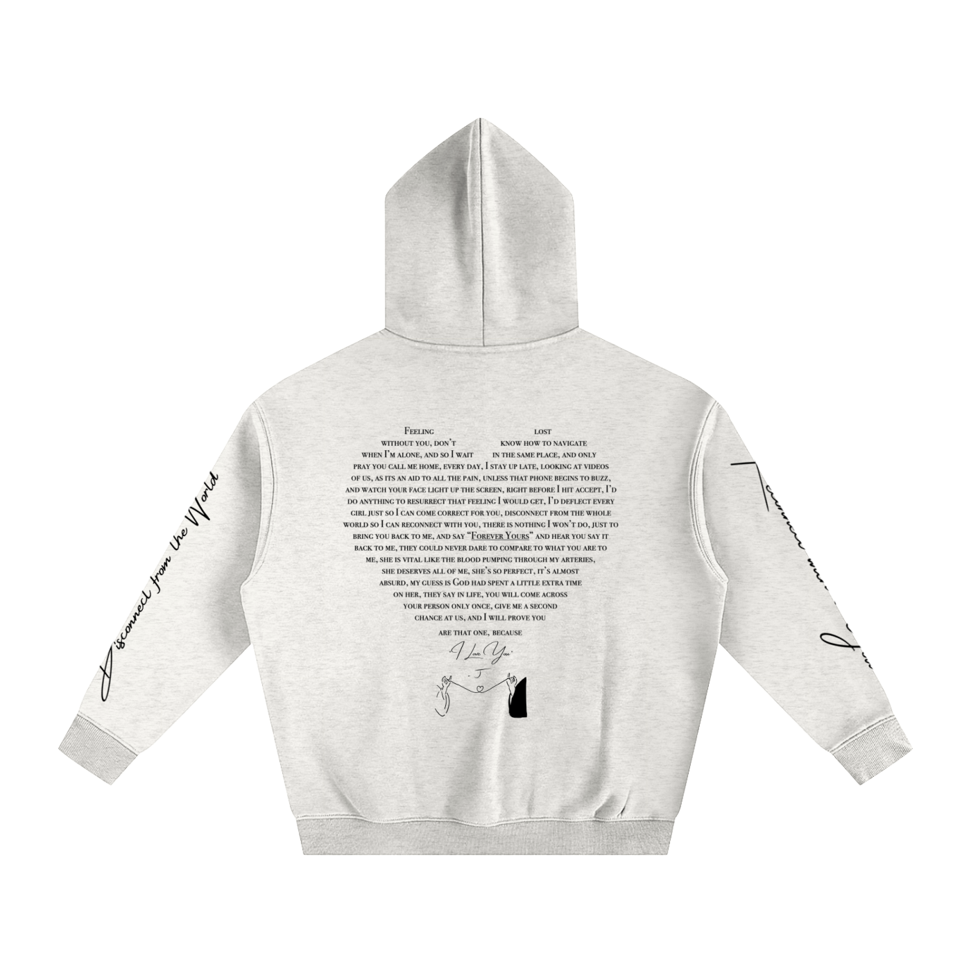 I LOVE YOU - Oversized Heart-Lyric Hoodie