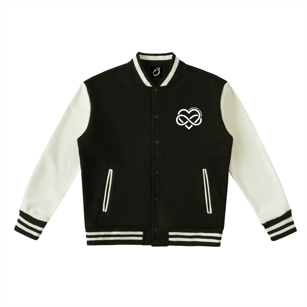 Forever Yours - Two-Tone Fleeced Varsity Jacket