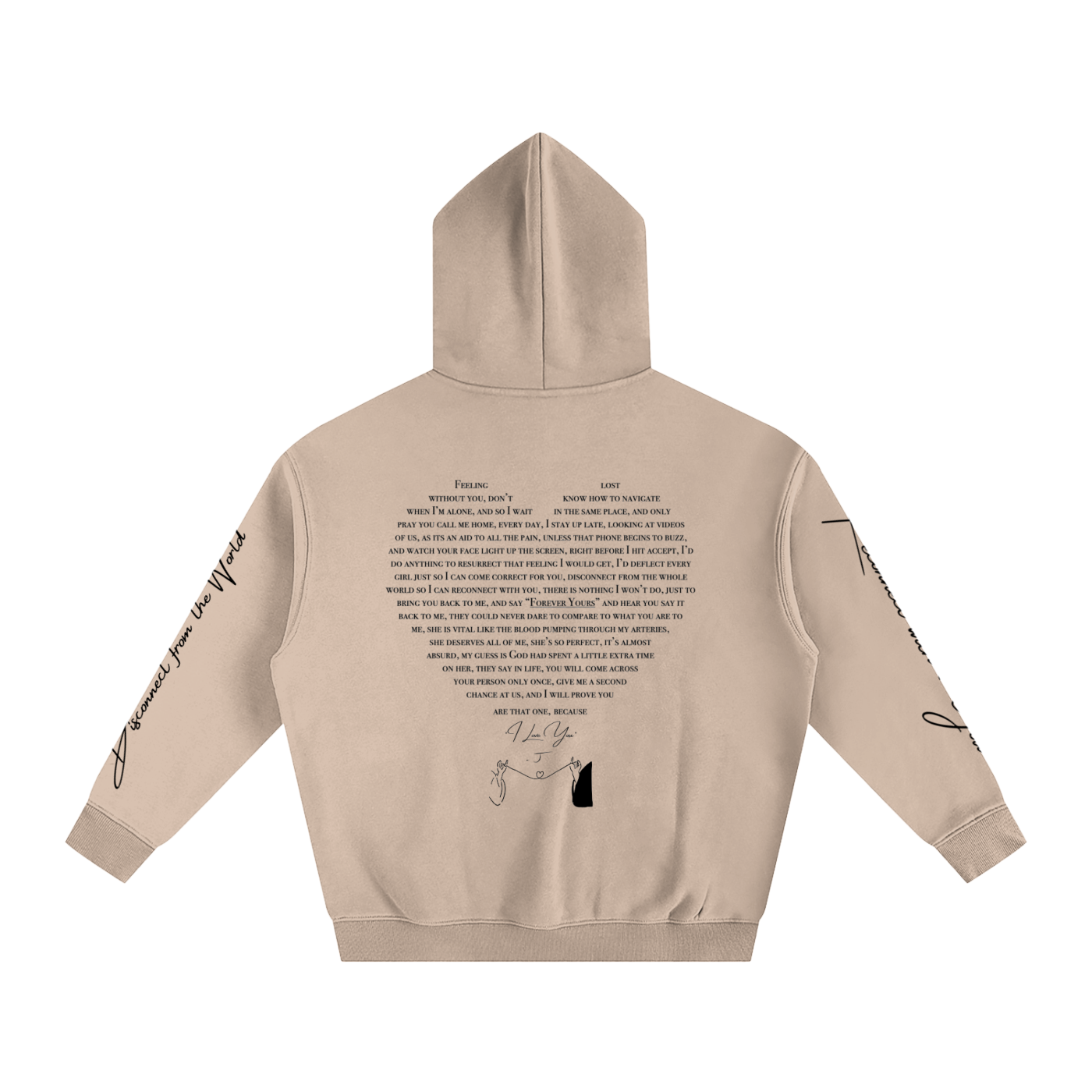 I LOVE YOU - Oversized Heart-Lyric Hoodie