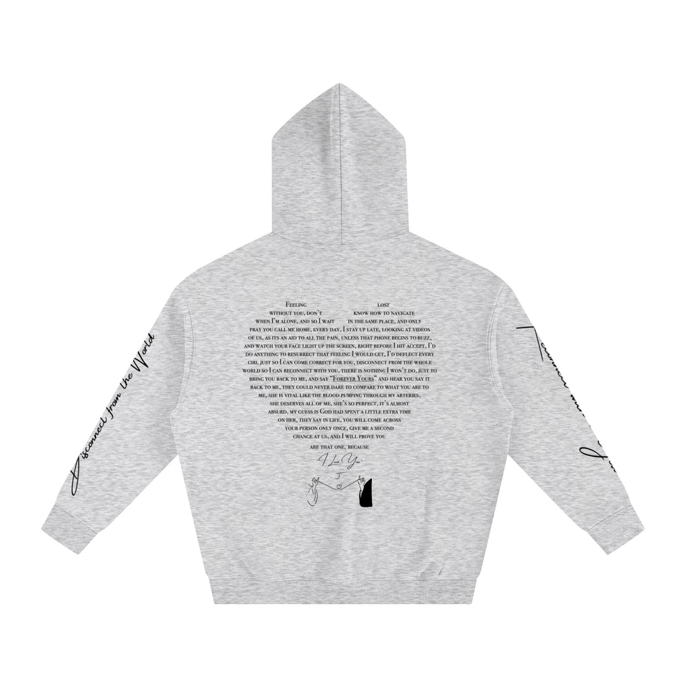 I LOVE YOU - Oversized Heart-Lyric Hoodie