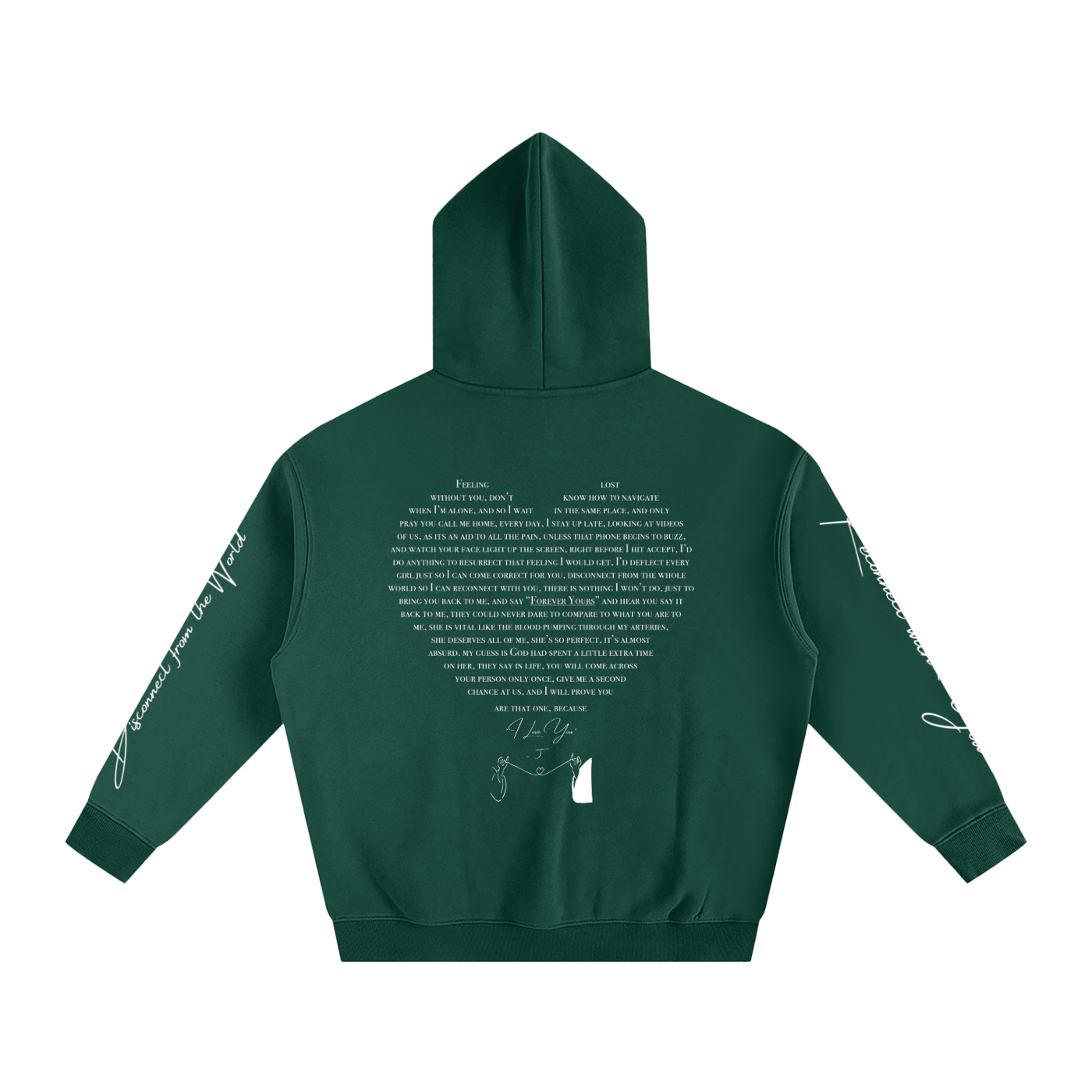 I LOVE YOU - Oversized Heart-Lyric Hoodie