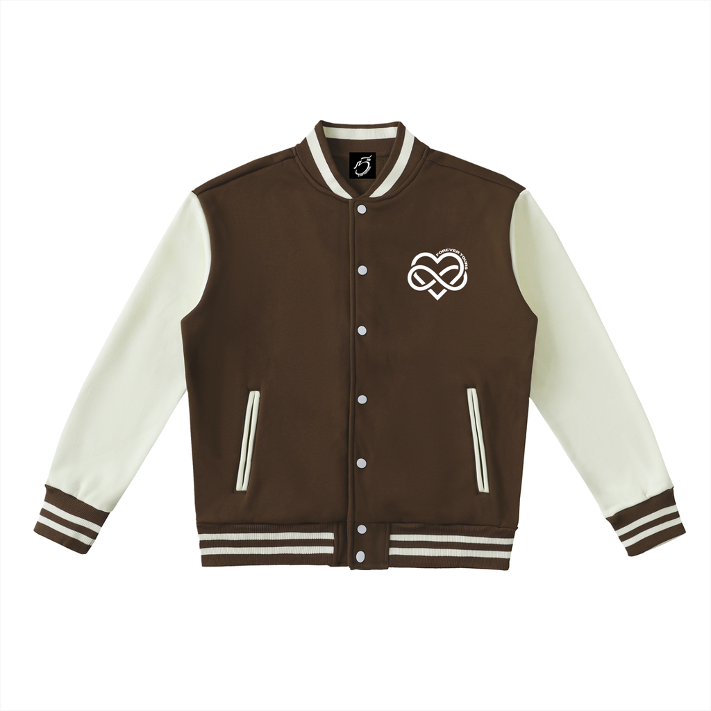 Forever Yours - Two-Tone Fleeced Varsity Jacket