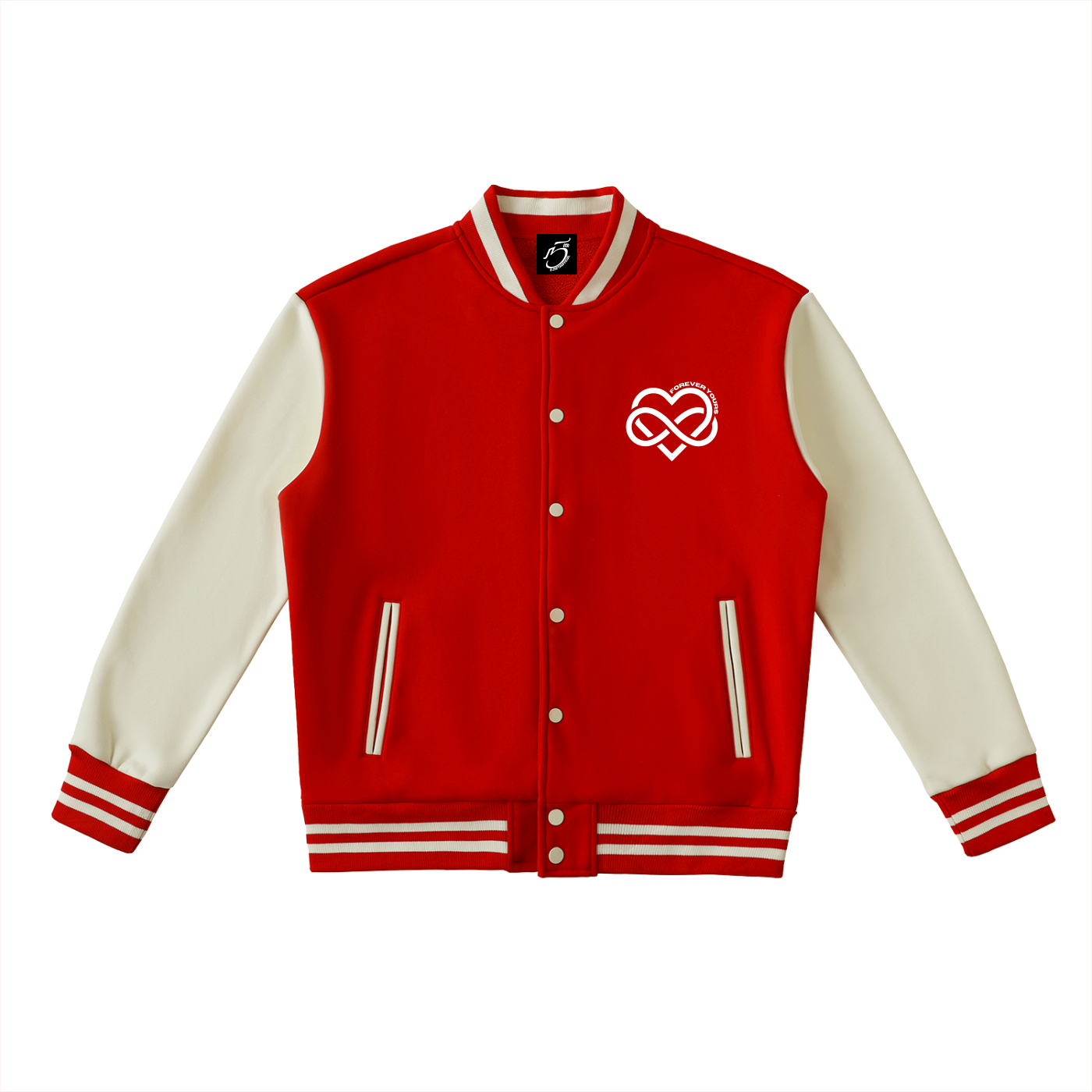 Forever Yours - Two-Tone Fleeced Varsity Jacket