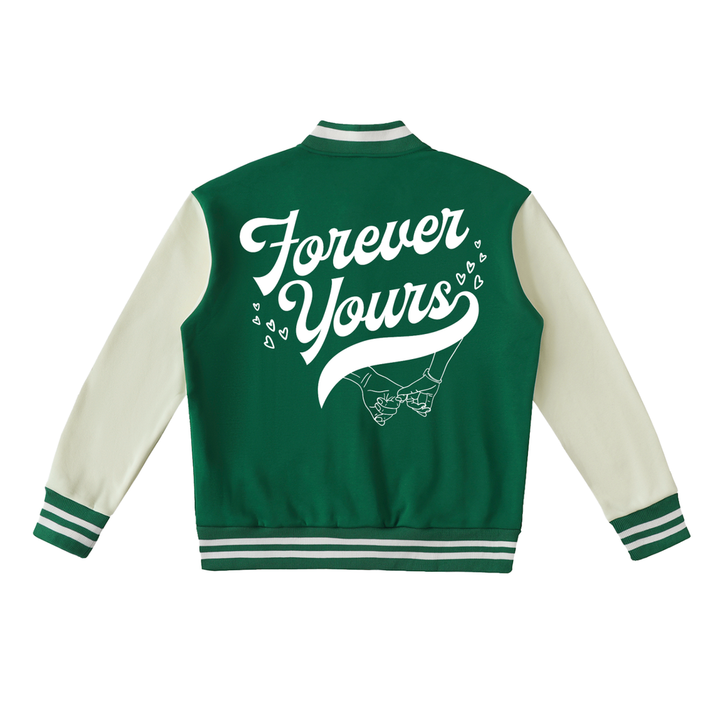 Forever Yours - Two-Tone Fleeced Varsity Jacket