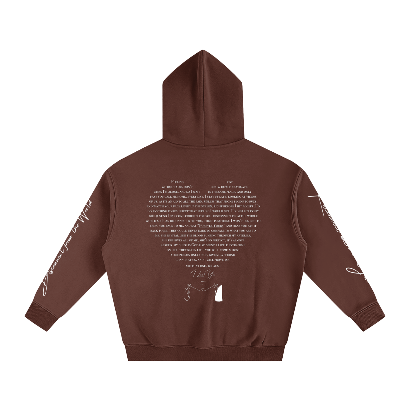 I LOVE YOU - Oversized Heart-Lyric Hoodie