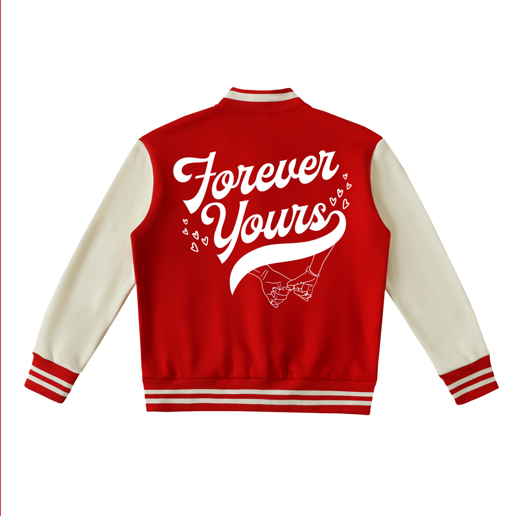 Forever Yours - Two-Tone Fleeced Varsity Jacket